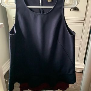 J. Crew Navy Peplum Tank Top Size 6